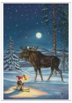 Kobold begegnet einem Elch bei Vollmond