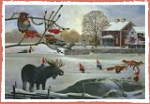 Skirennen mit Weihnachtsmänner und Füchsen 