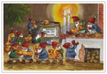 Sankt Nikolaus (Tomtar) beim Backen von Lussekatter (Luciakatzen) 